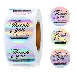 1000 PCS Laser Thank You For‎ Supporting My Small Business 1.0 Inch Sticker Roll